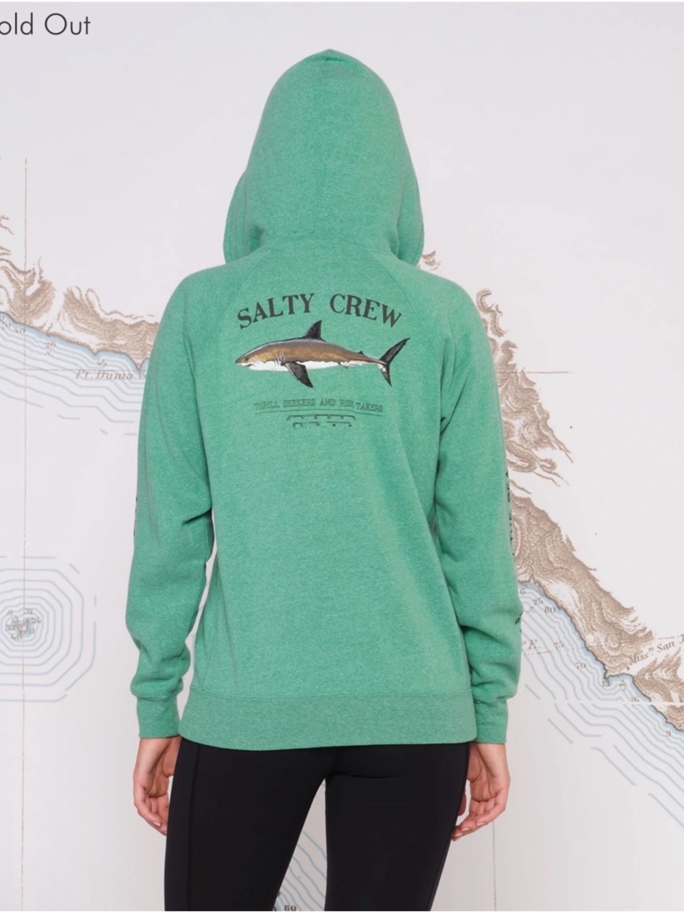 Salty Crew — Boyfriend Fit Green Full-Zip Hooded Sweatshirt — Size XL — NWT - Picture 3 of 16